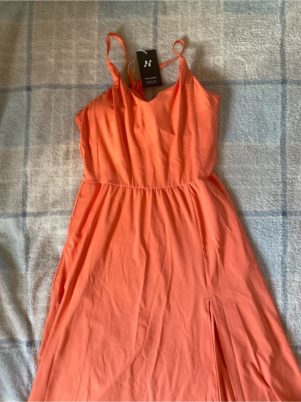 HALARA Coral Spaghetti-Strap Maxi Dress